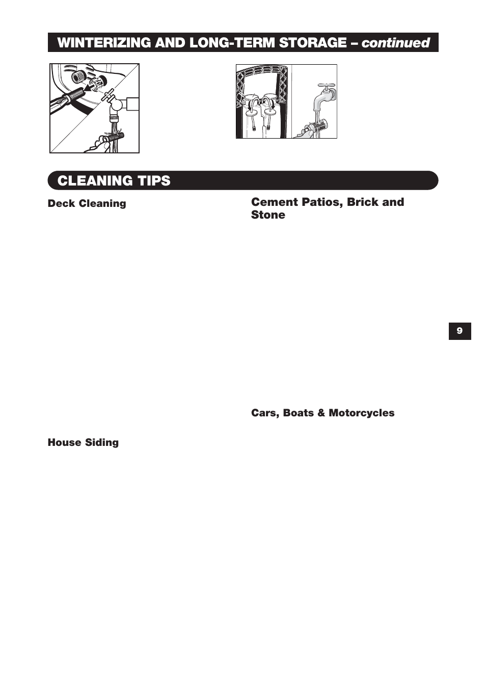 Winterizing and long-term storage – continued, Cleaning tips | Karcher 1750 User Manual | Page 9 / 12