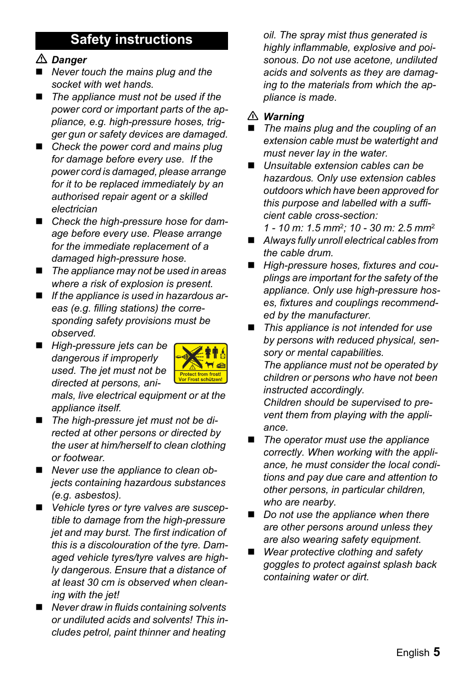 Safety instructions | Karcher K 2.91 M User Manual | Page 5 / 12