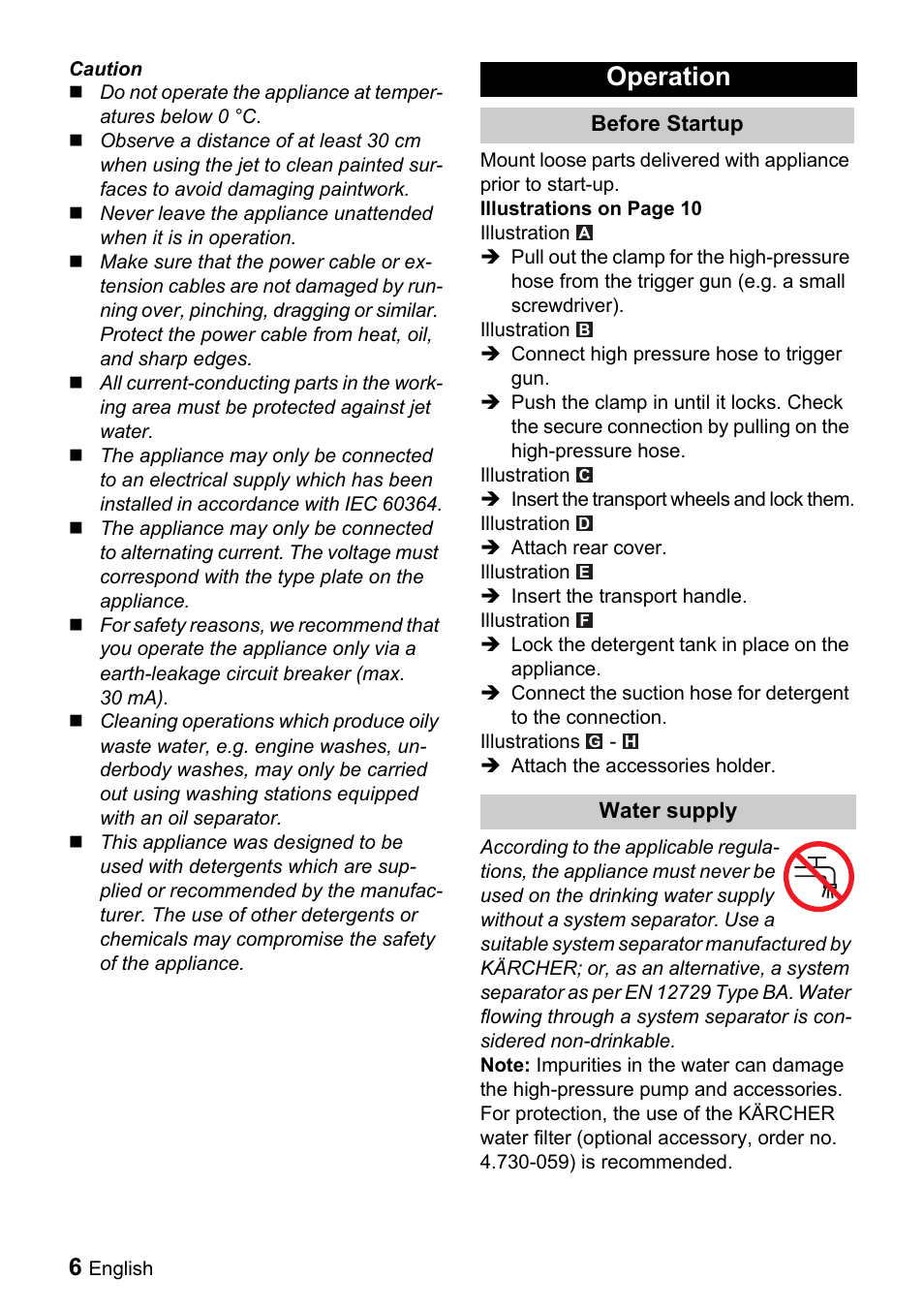 Operation | Karcher K 2.91 M User Manual | Page 6 / 12