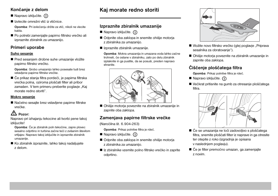 Kaj morate redno storiti | Karcher A 2701 User Manual | Page 102 / 144