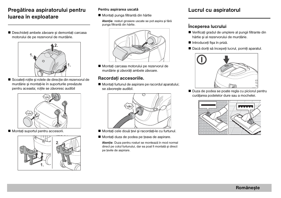 Lucrul cu aspiratorul | Karcher A 2701 User Manual | Page 113 / 144