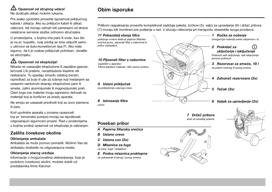 Obim isporuke | Karcher A 2701 User Manual | Page 130 / 144