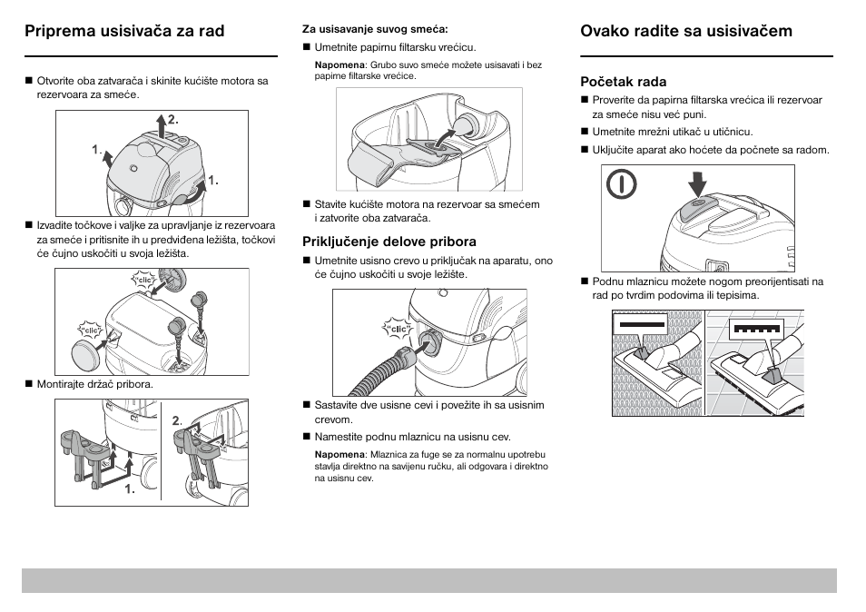 Priprema usisivača za rad, Ovako radite sa usisivačem | Karcher A 2701 User Manual | Page 131 / 144