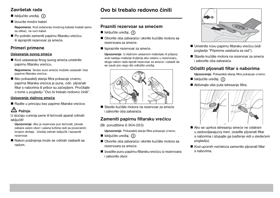 Ovo bi trebalo redovno činiti | Karcher A 2701 User Manual | Page 132 / 144