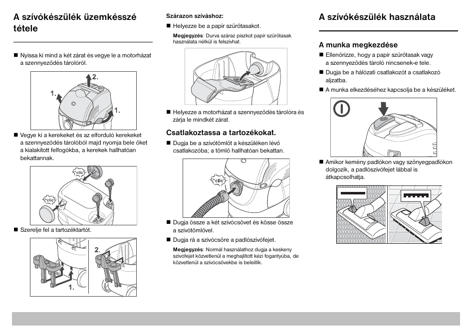 A szívókészülék üzemkésszé tétele, A szívókészülék használata | Karcher A 2701 User Manual | Page 89 / 144