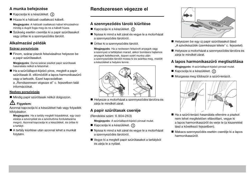 Rendszeresen végezze el | Karcher A 2701 User Manual | Page 90 / 144