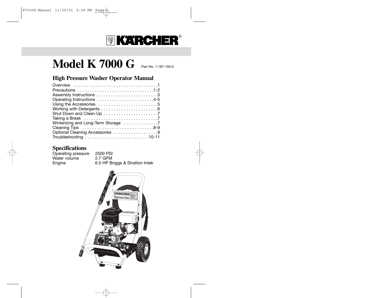 Karcher K7000G User Manual | 7 pages