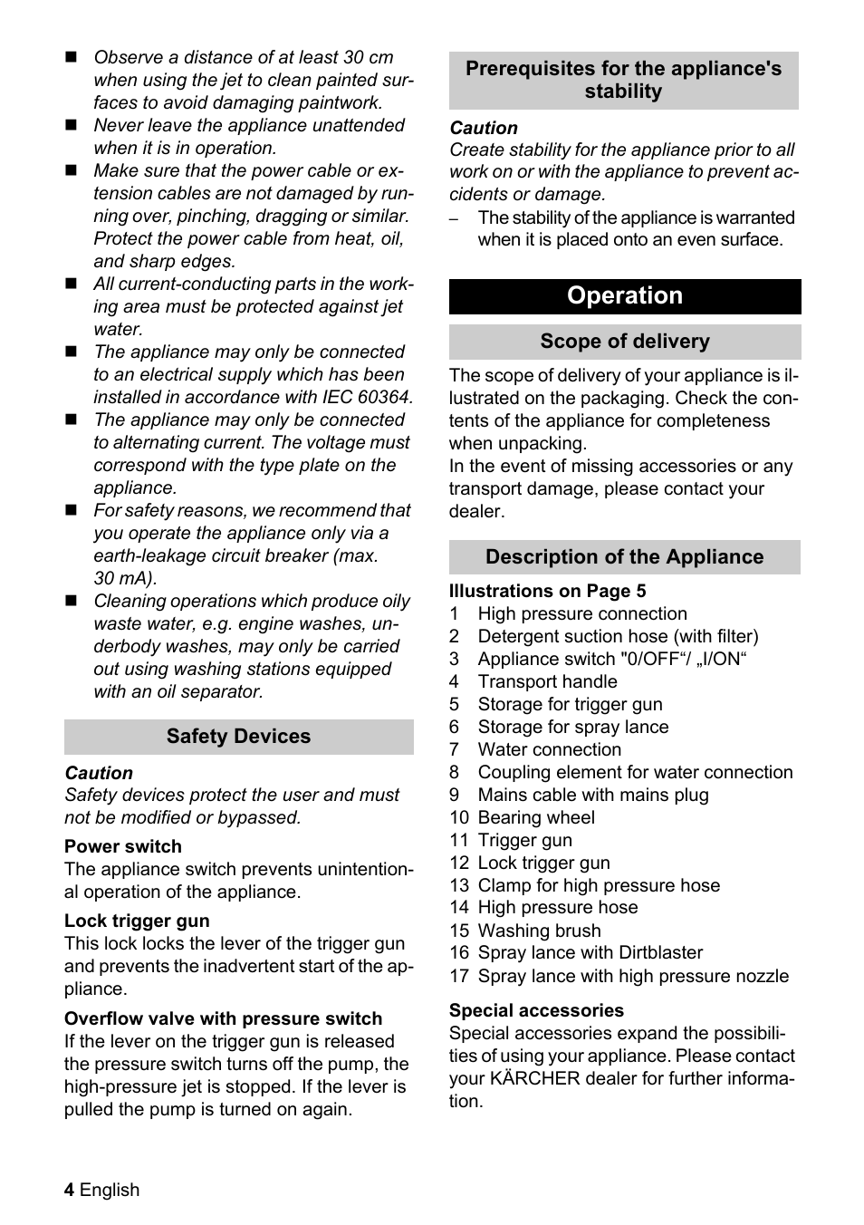 Operation | Karcher K 2.29 M User Manual | Page 4 / 12