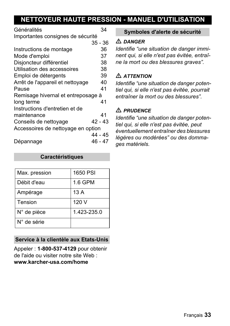 Nettoyeur haute pression - manuel d'utilisation | Karcher K 3.99M User Manual | Page 33 / 48