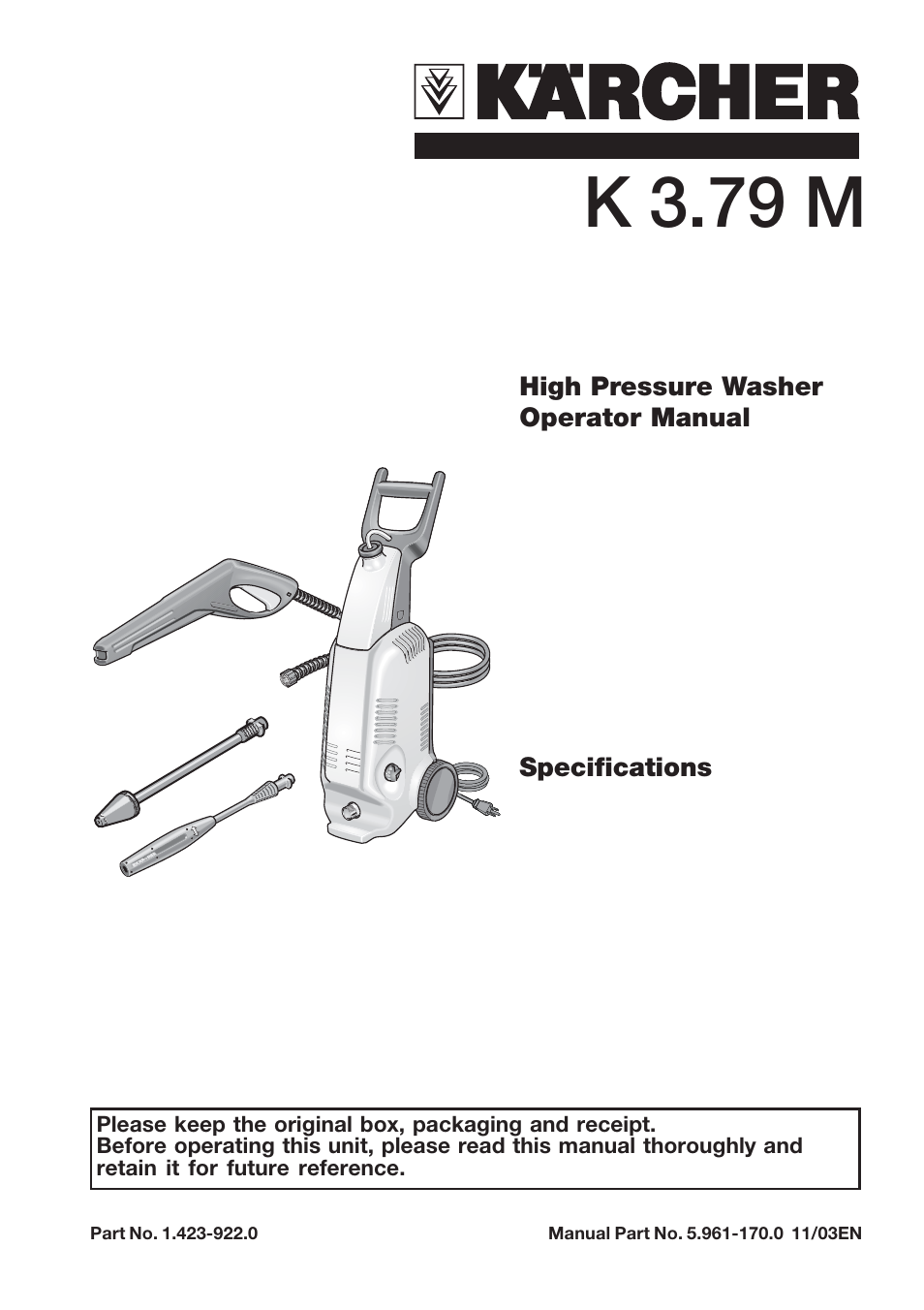 Karcher K 3.79 M User Manual | 12 pages