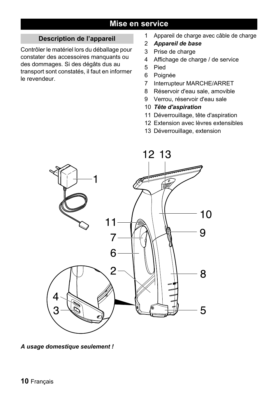 Mise en service | Karcher WV 50 User Manual | Page 10 / 20