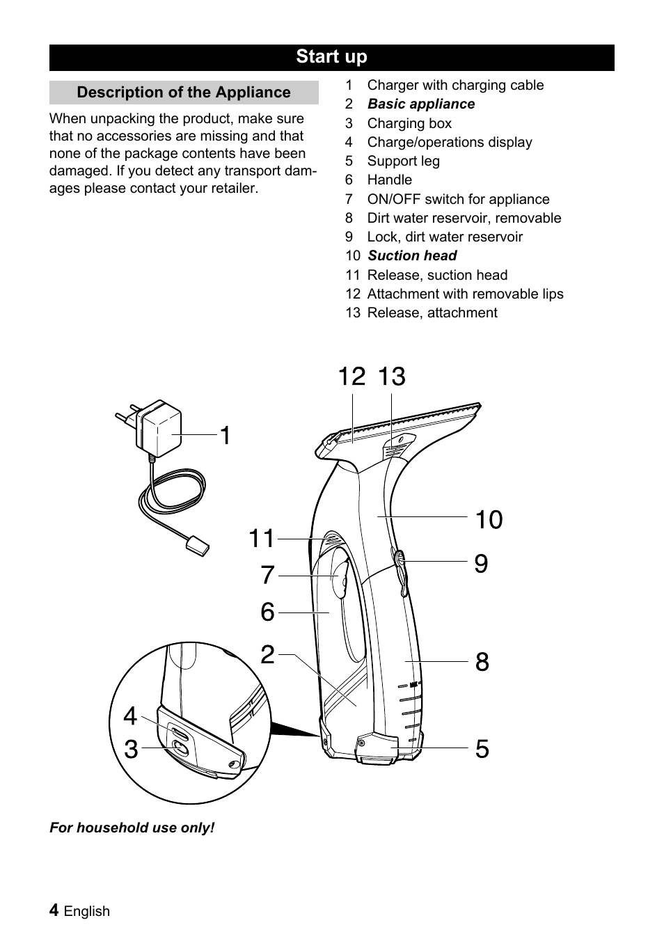Start up | Karcher WV 50 User Manual | Page 4 / 20