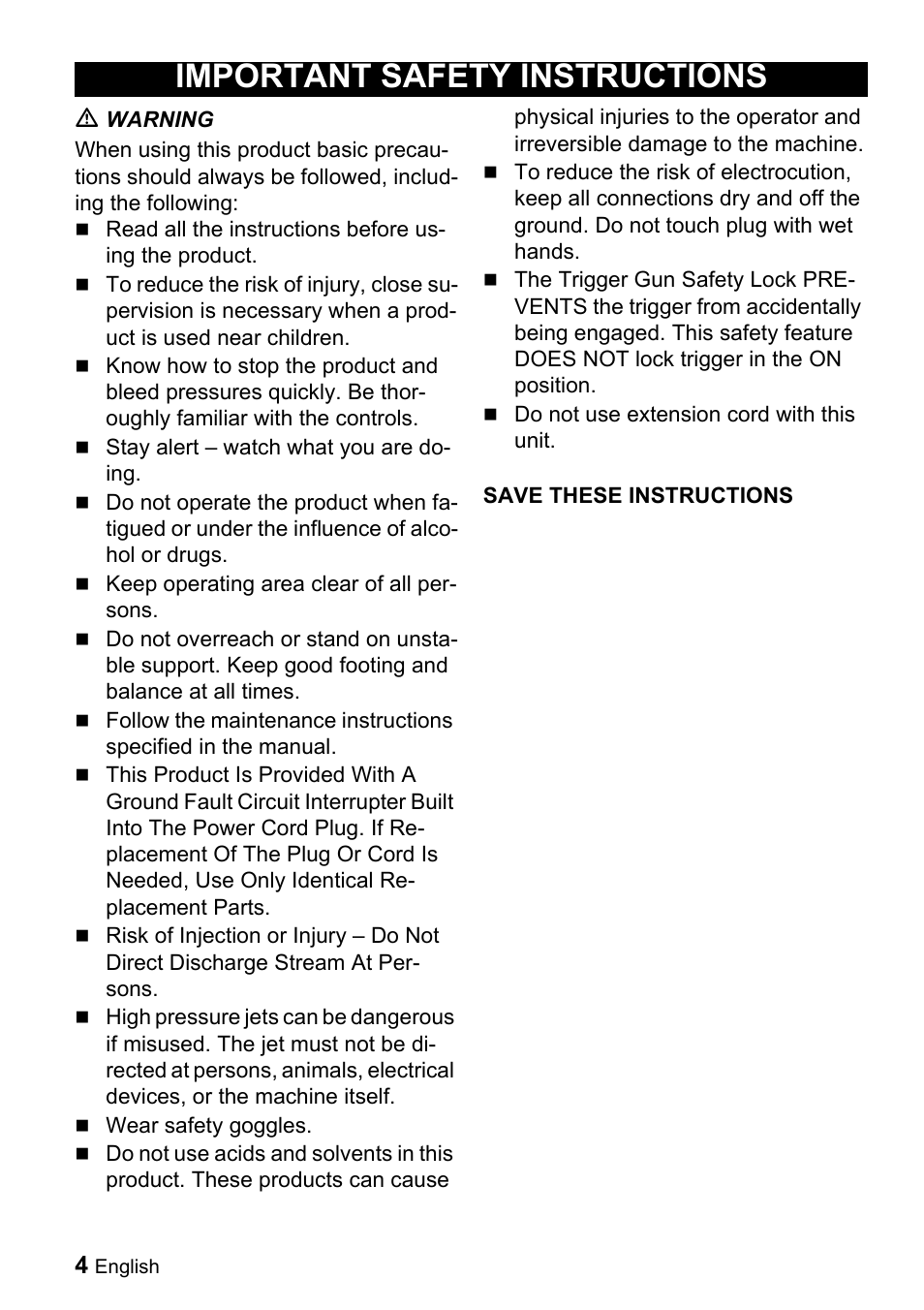 Important safety instructions | Karcher K 2.7 User Manual | Page 4 / 16