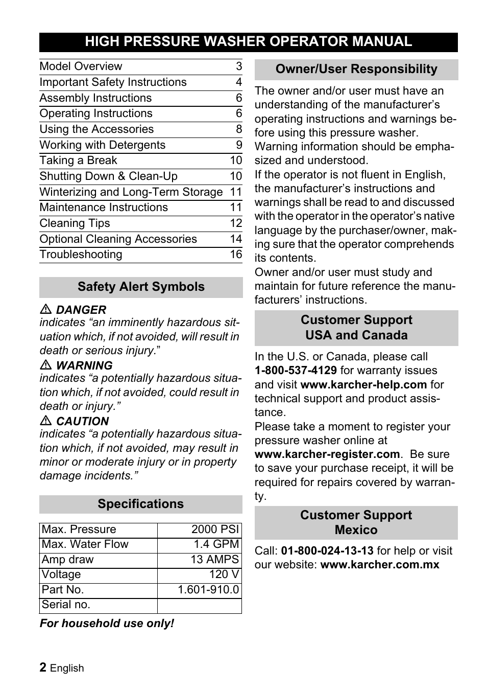 High pressure washer operator manual | Karcher K 5.68 M User Manual | Page 2 / 52