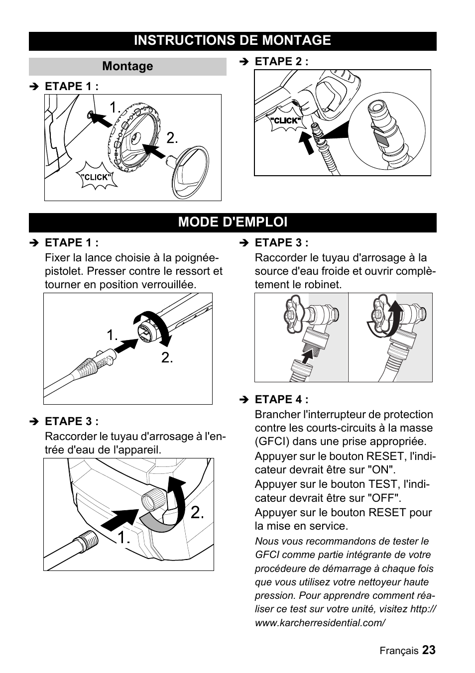 Instructions de montage, Mode d'emploi | Karcher K 5.68 M User Manual | Page 23 / 52