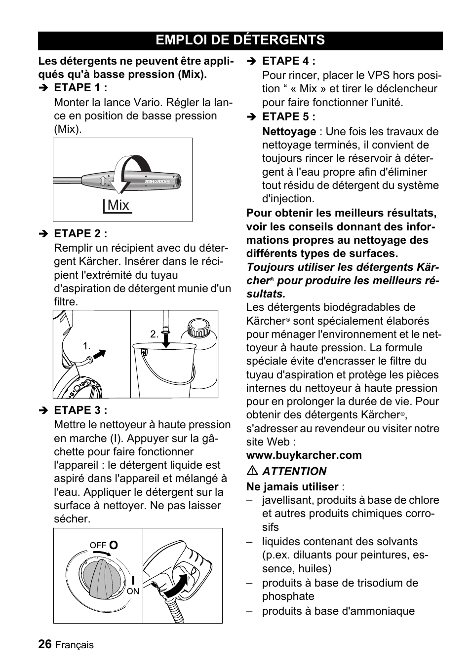 Emploi de détergents | Karcher K 5.68 M User Manual | Page 26 / 52