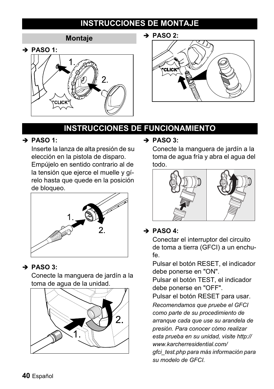 Instrucciones de montaje, Instrucciones de funcionamiento | Karcher K 5.68 M User Manual | Page 40 / 52