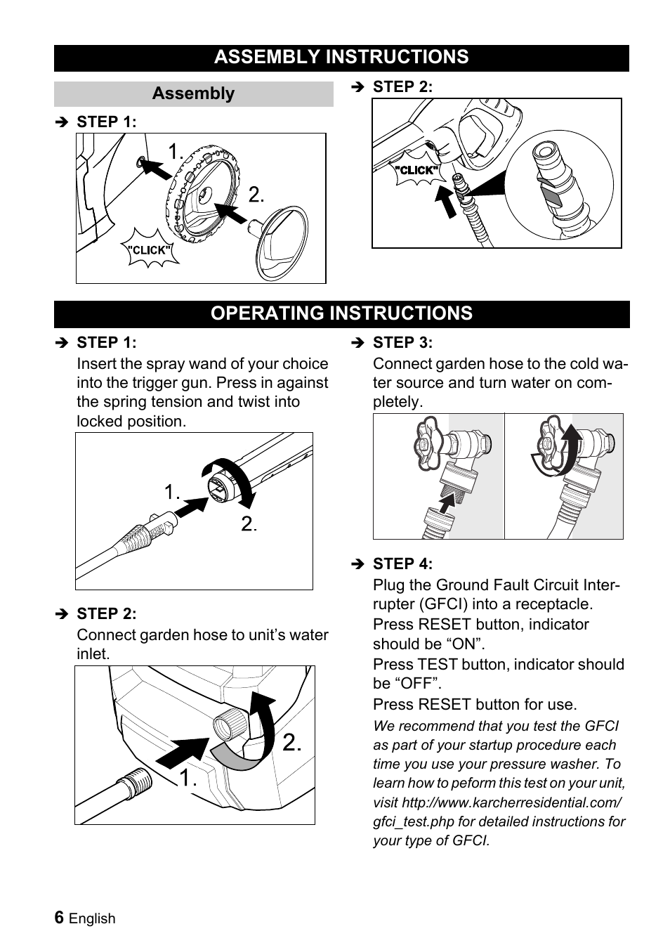 Assembly instructions, Operating instructions | Karcher K 5.68 M User Manual | Page 6 / 52