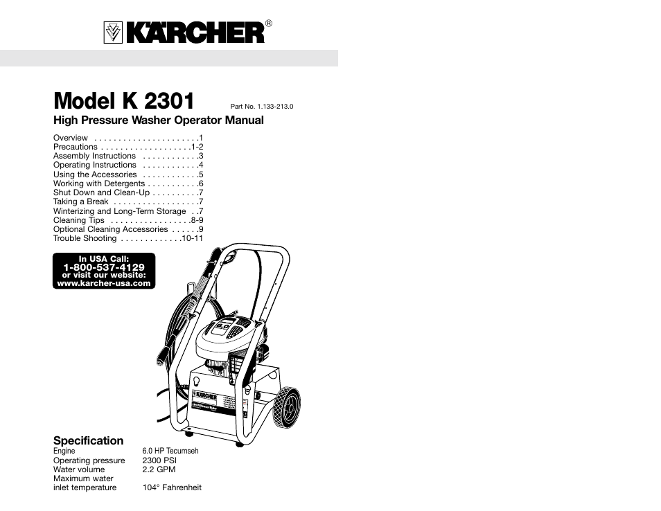 Karcher K 2301 User Manual | 7 pages