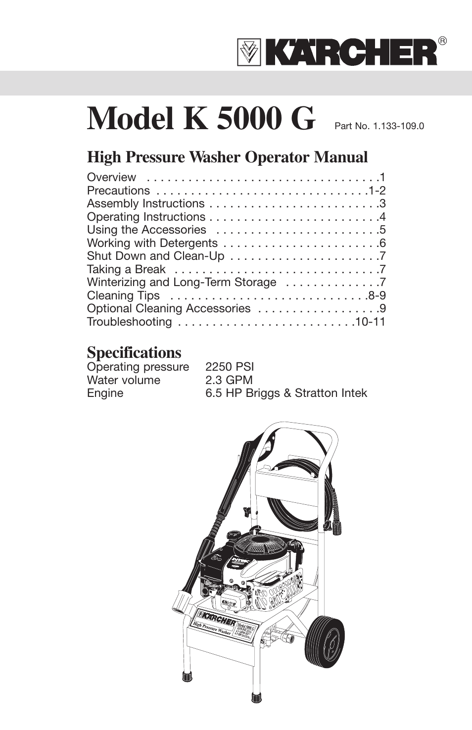 Karcher K 5000 G User Manual | 12 pages