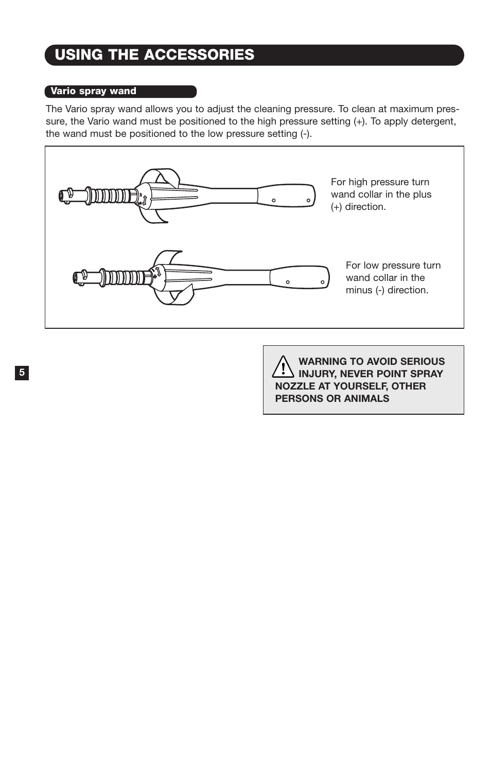 Using the accessories | Karcher K 5000 G User Manual | Page 6 / 12