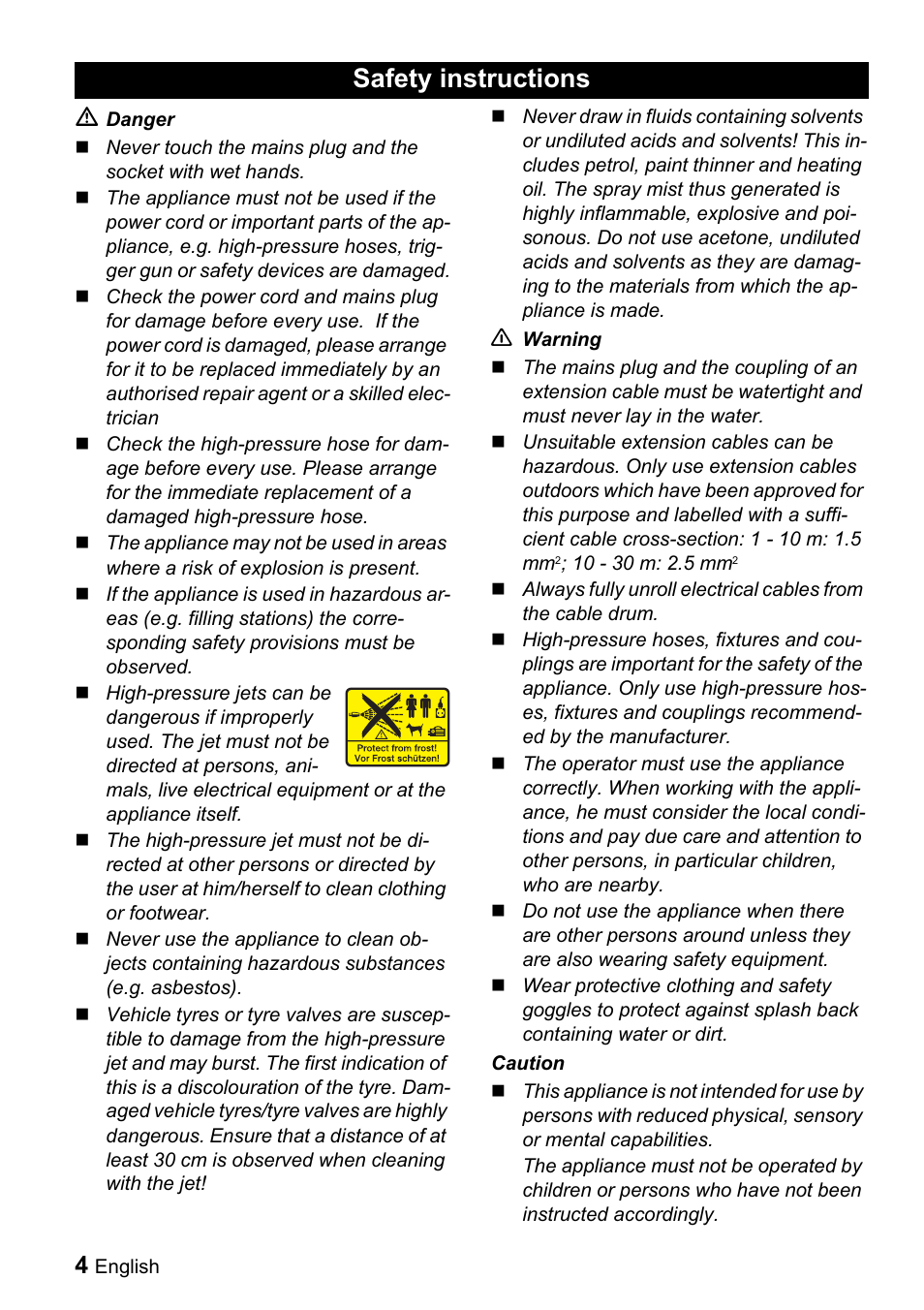 Safety instructions | Karcher K 4.93 M User Manual | Page 4 / 12