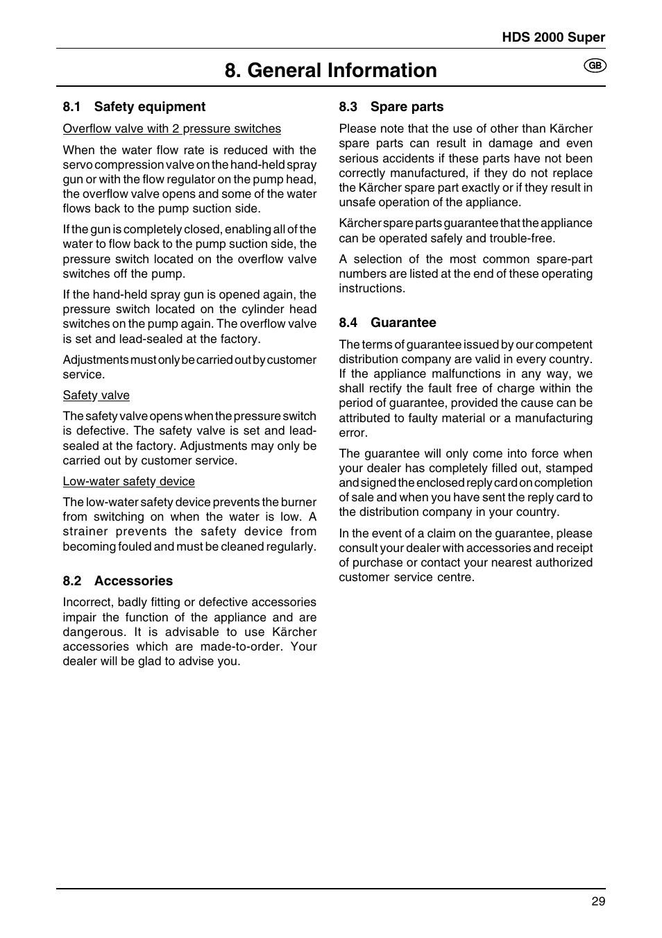 General information | Karcher HDS 2000 User Manual | Page 16 / 16