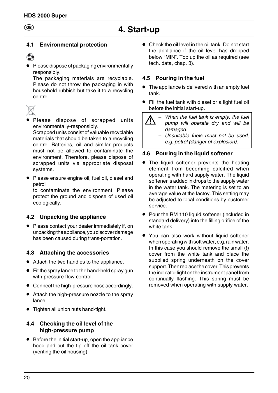Start-up | Karcher HDS 2000 User Manual | Page 7 / 16