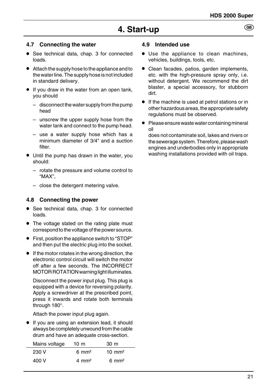Start-up | Karcher HDS 2000 User Manual | Page 8 / 16