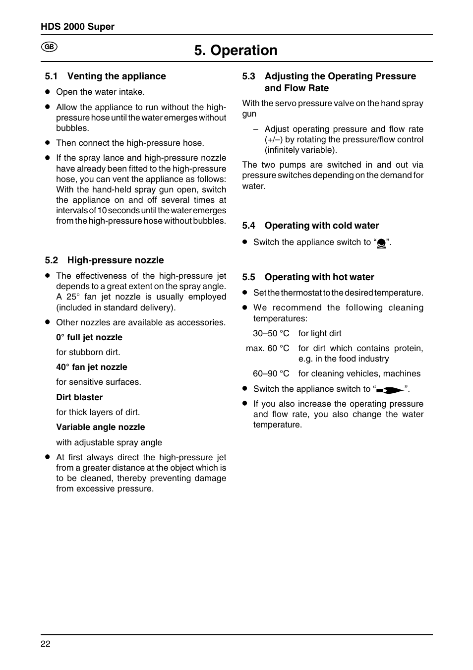 Operation | Karcher HDS 2000 User Manual | Page 9 / 16