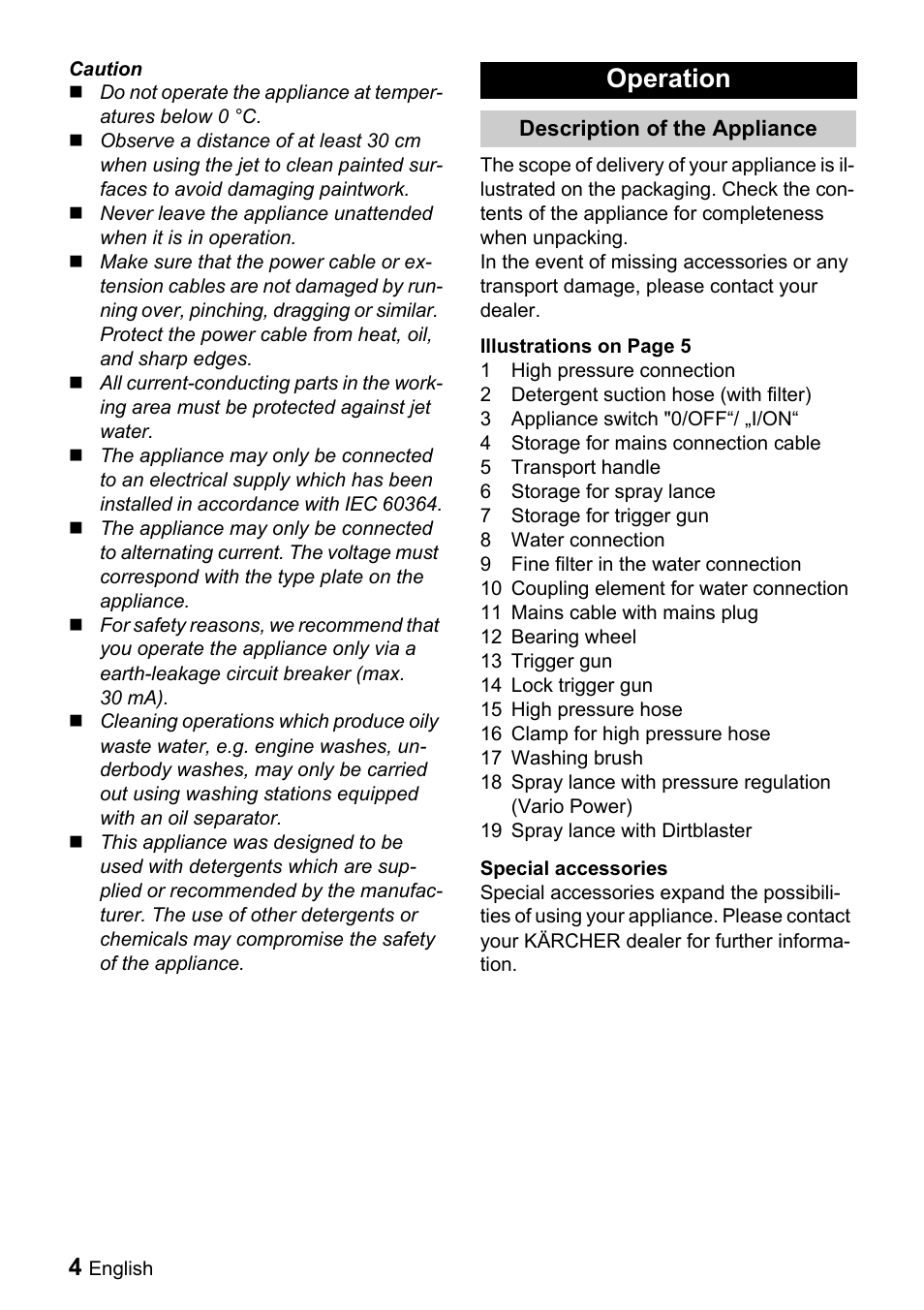 Operation | Karcher K 2.110 M User Manual | Page 4 / 12