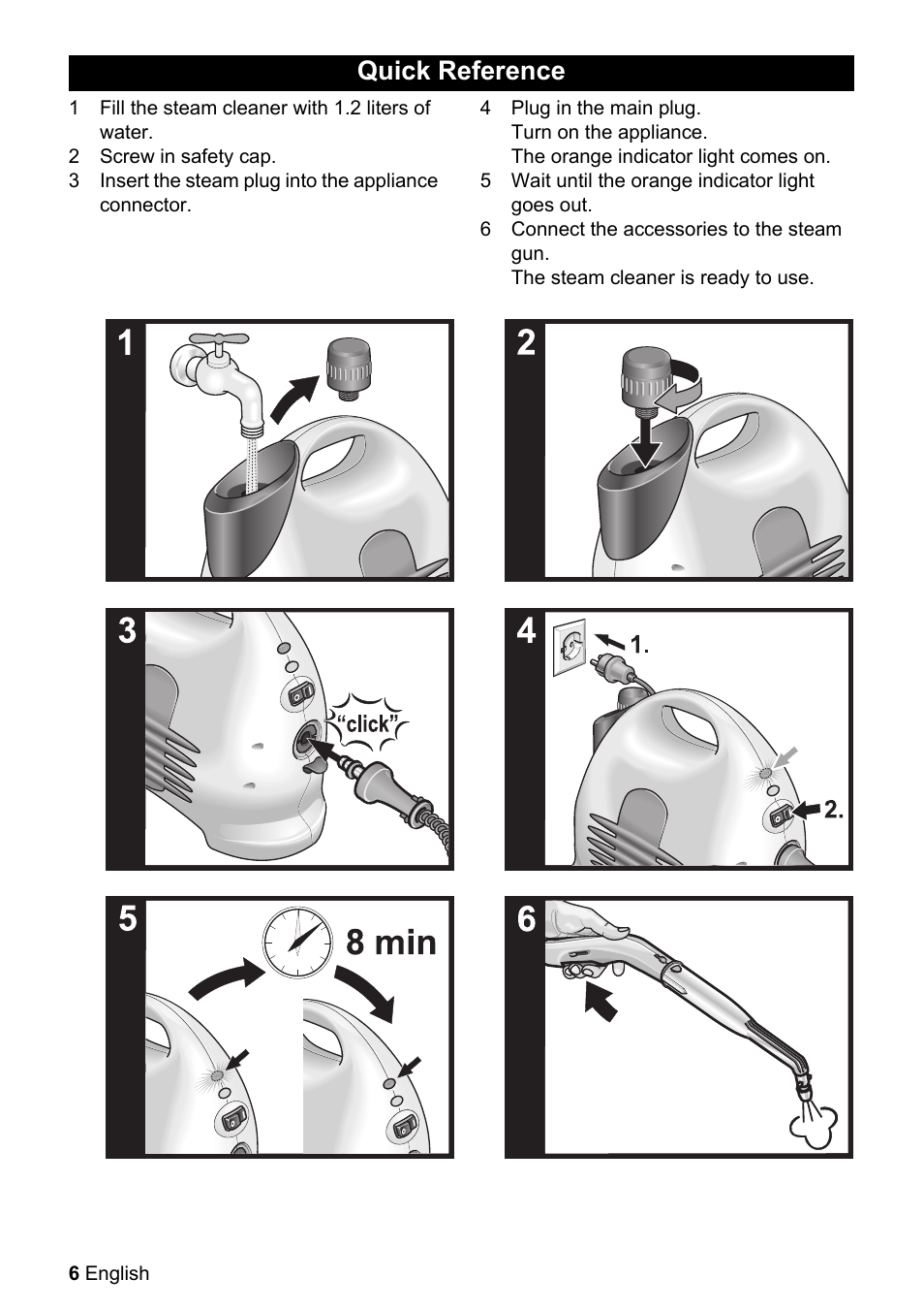 Quick reference | Karcher SC 1122 User Manual | Page 6 / 16