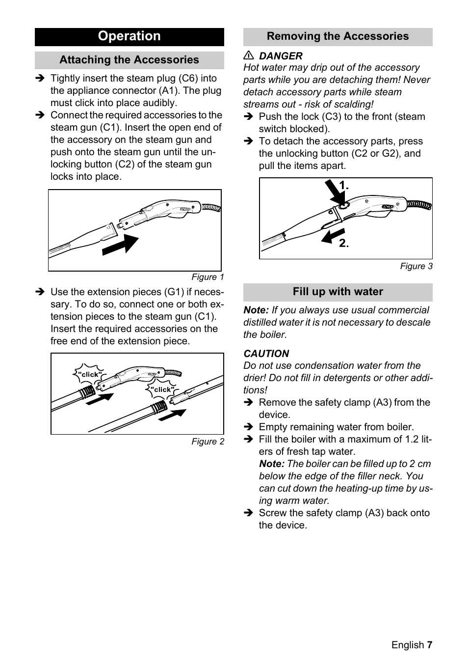 Operation | Karcher SC 1122 User Manual | Page 7 / 16