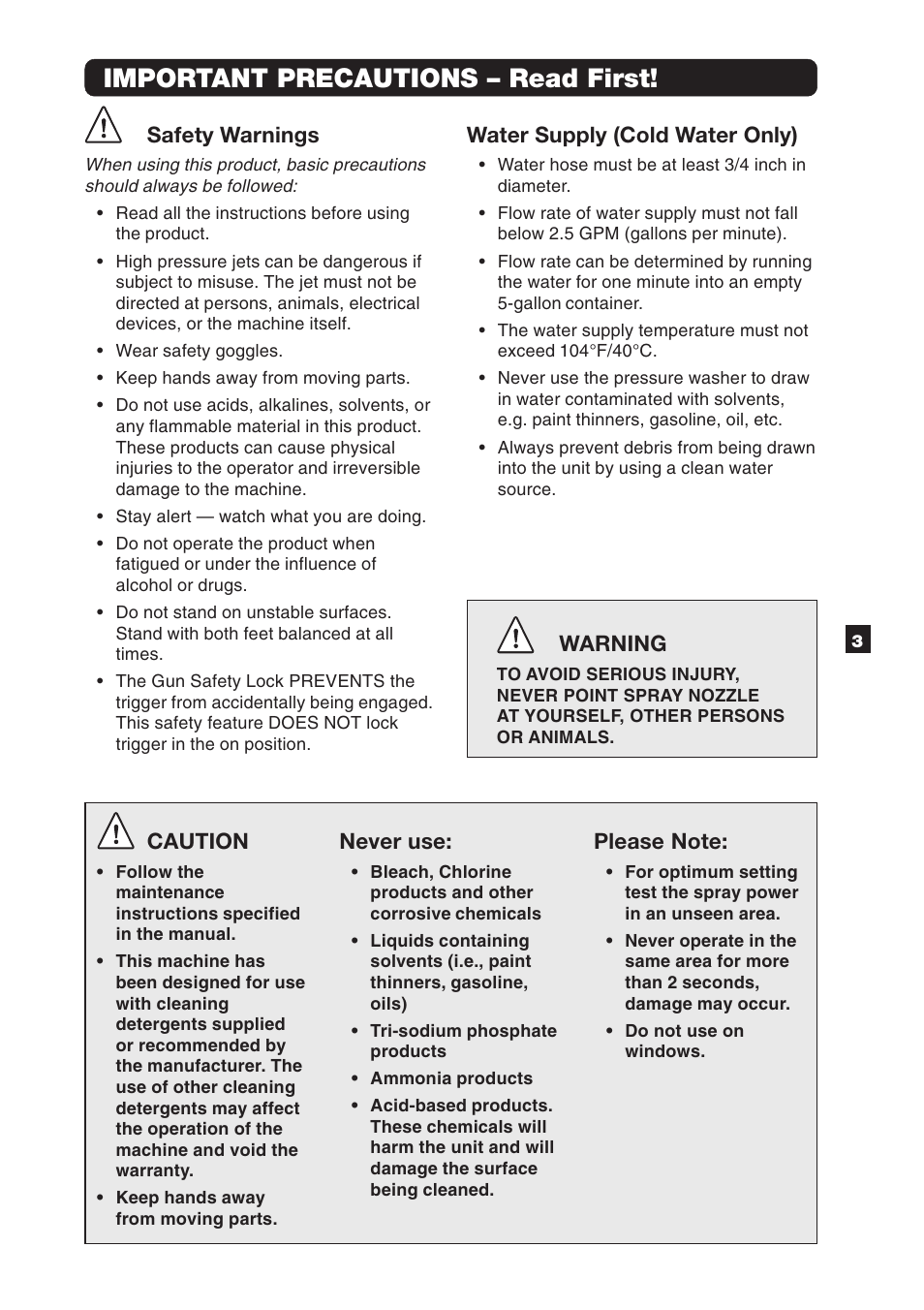 Important precautions – read first | Karcher T 300 User Manual | Page 3 / 8