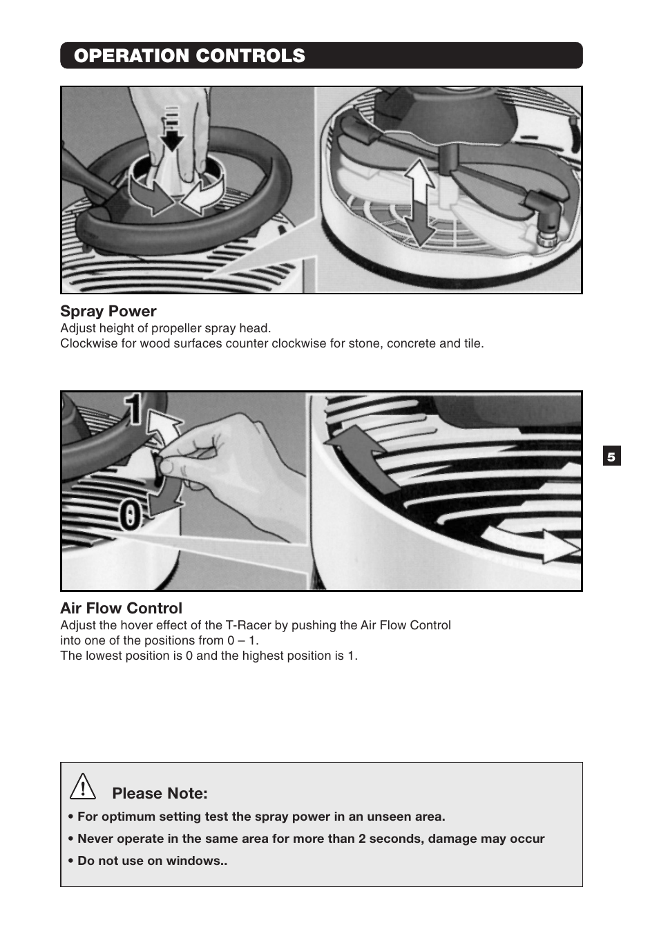 Operation controls | Karcher T 300 User Manual | Page 5 / 8