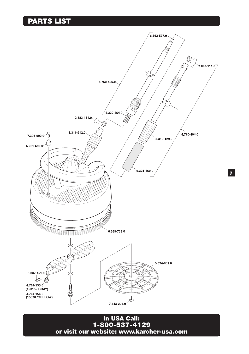 Parts list | Karcher T 300 User Manual | Page 7 / 8