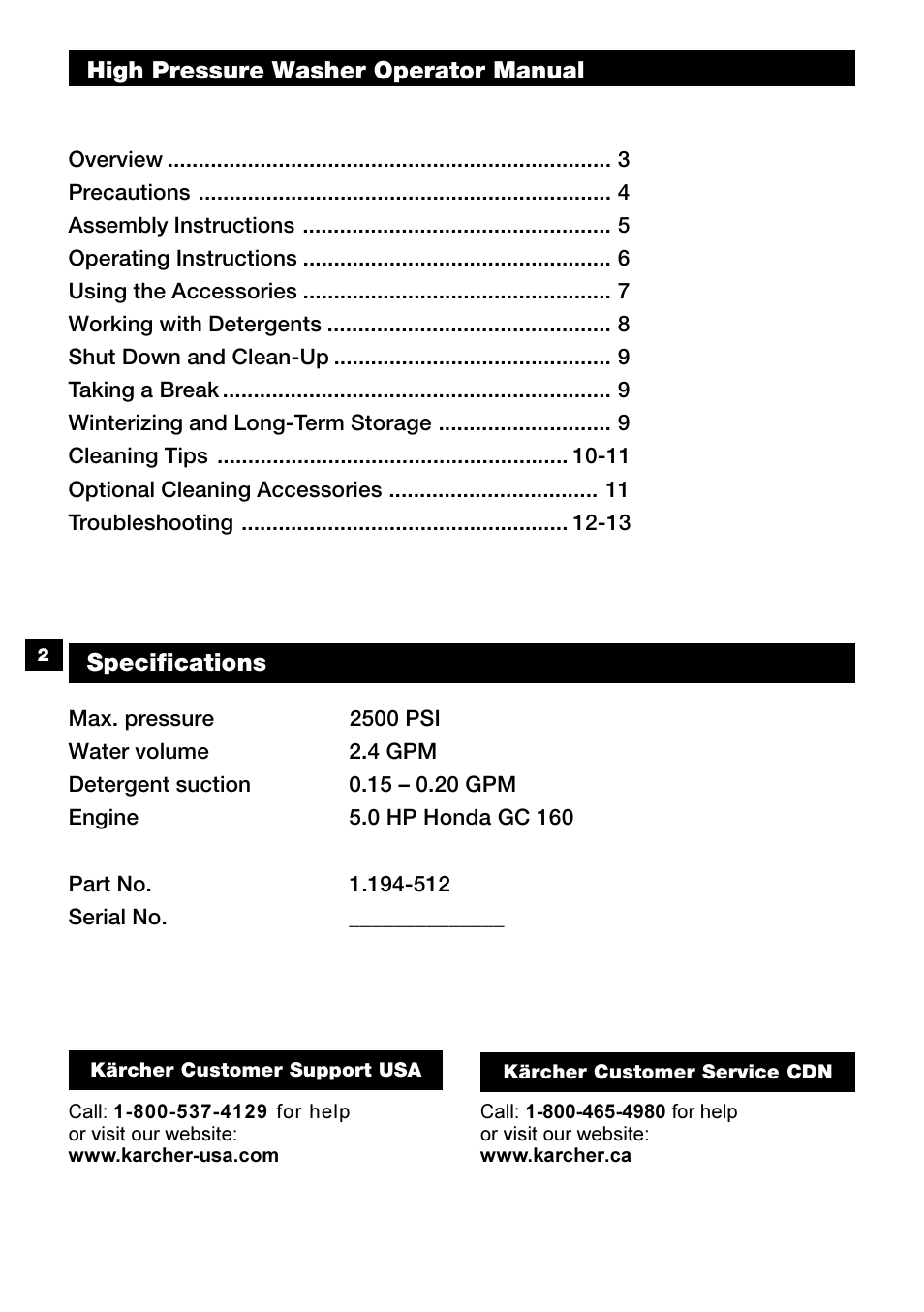 Karcher G 2500 OH User Manual | Page 2 / 13