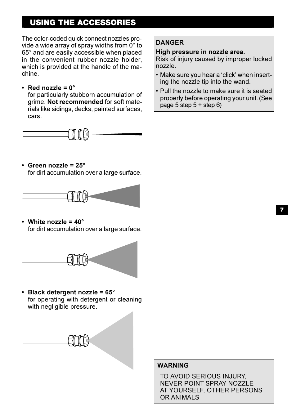 Using the accessories | Karcher G 2500 OH User Manual | Page 7 / 13