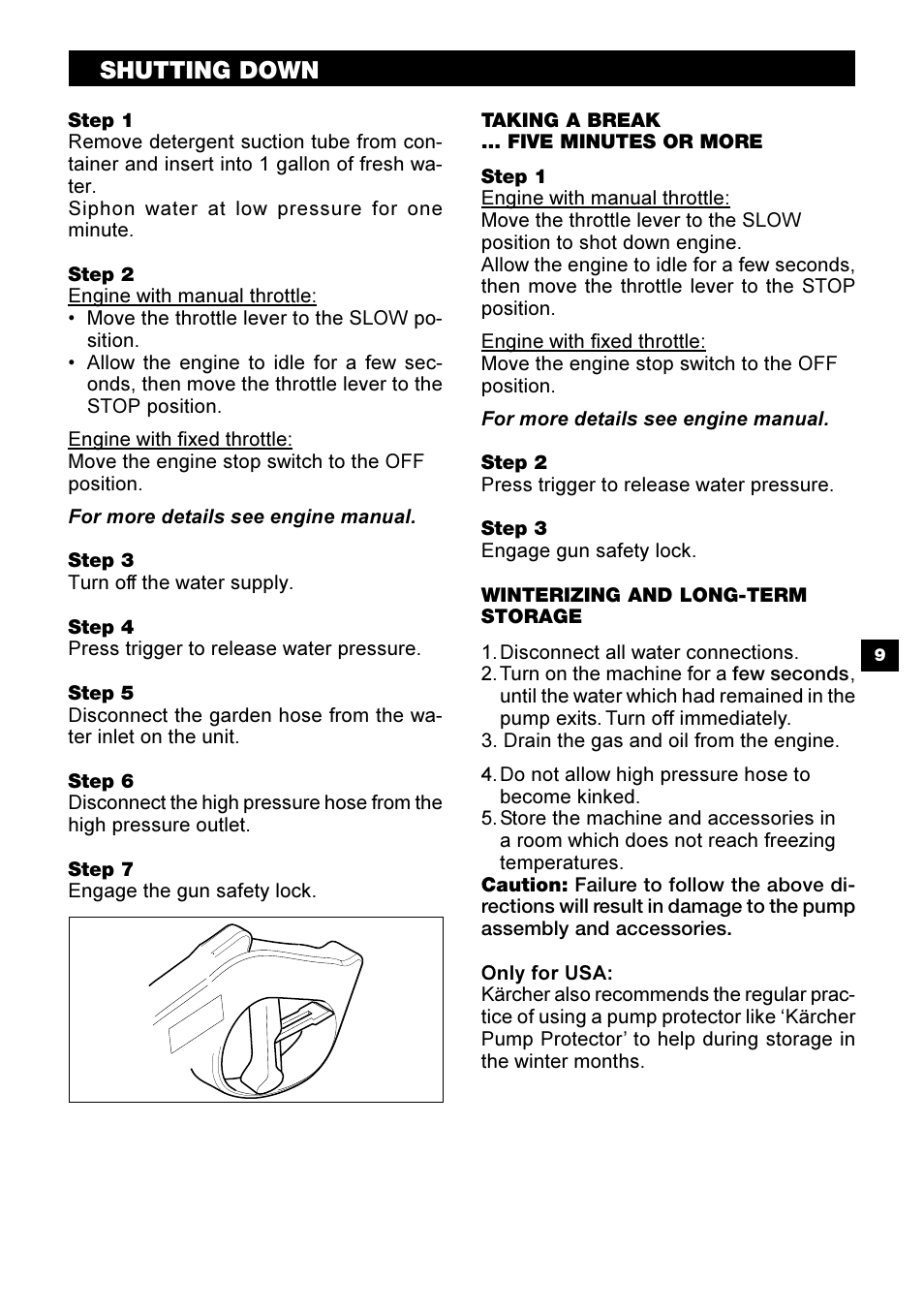 Shutting down | Karcher G 2500 OH User Manual | Page 9 / 13