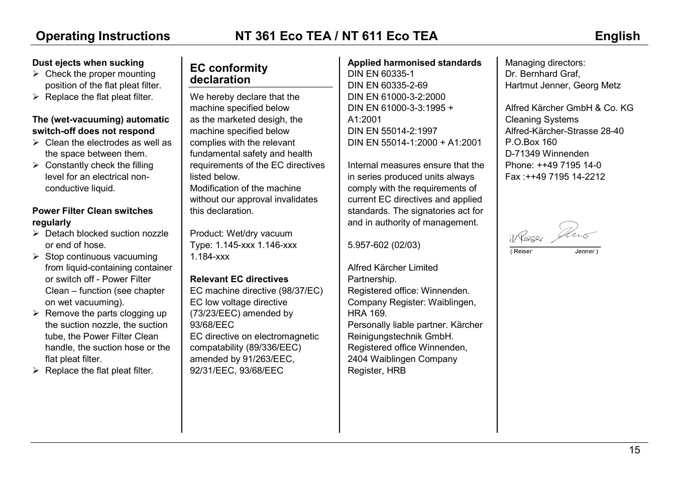 Karcher ECO TEA NT 361 User Manual | Page 9 / 14