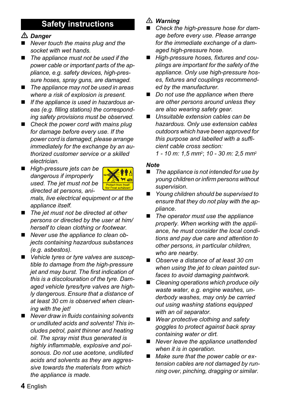 Safety instructions | Karcher K 2.54 M User Manual | Page 4 / 12