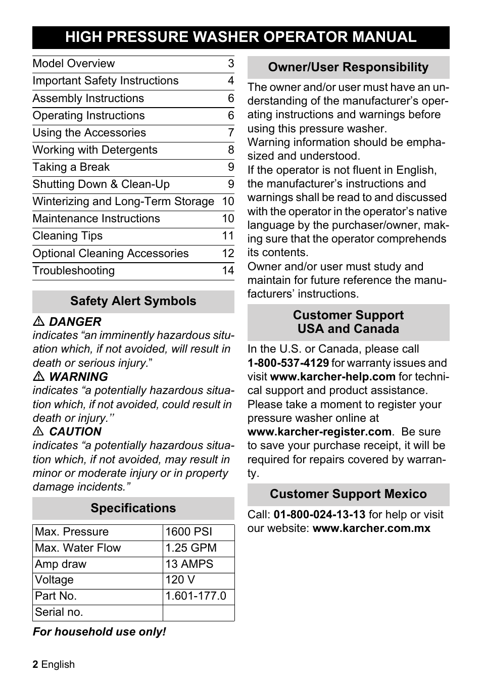 High pressure washer operator manual | Karcher K 2.27 User Manual | Page 2 / 48