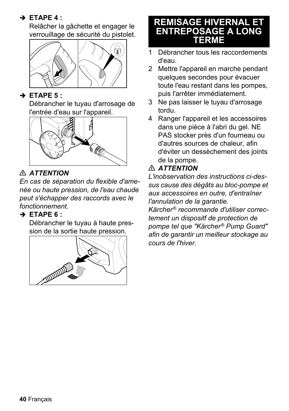 Remisage hivernal et entreposage a long terme | Karcher K 2.27 User Manual | Page 40 / 48