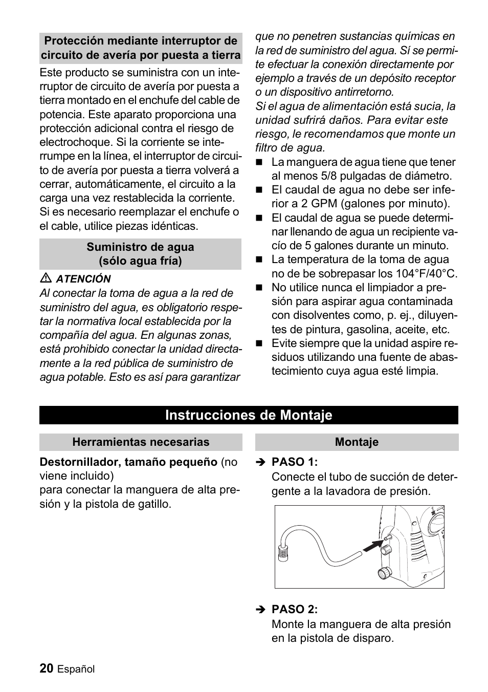Instrucciones de montaje | Karcher K 2.16 User Manual | Page 20 / 48