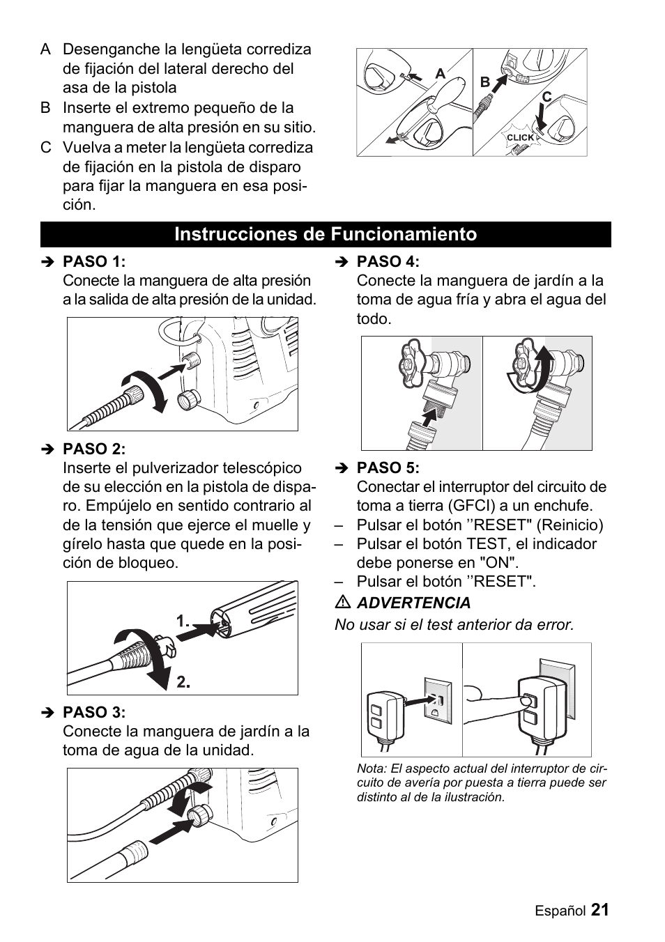 Instrucciones de funcionamiento | Karcher K 2.16 User Manual | Page 21 / 48