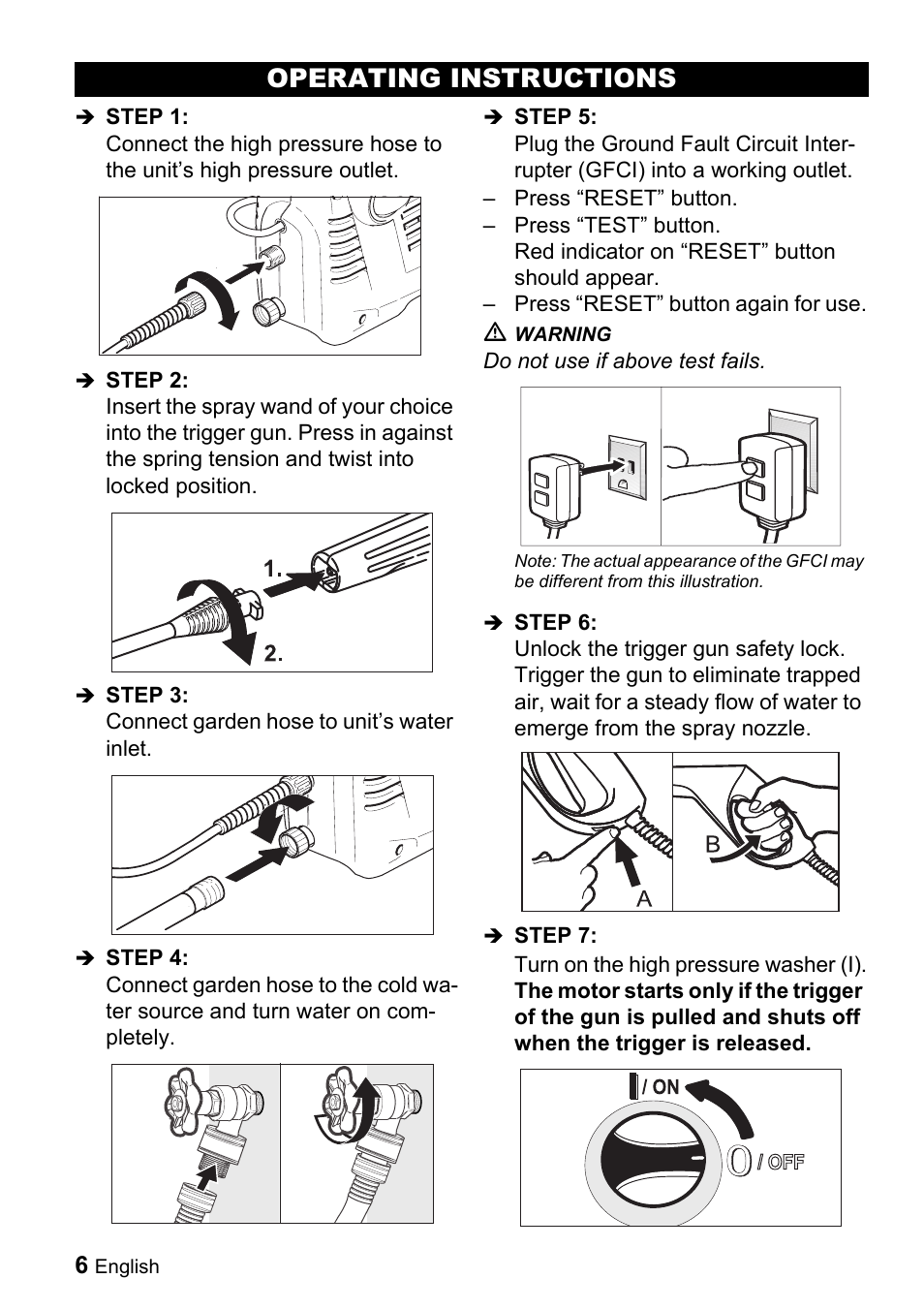 Operating instructions | Karcher K 2.16 User Manual | Page 6 / 48