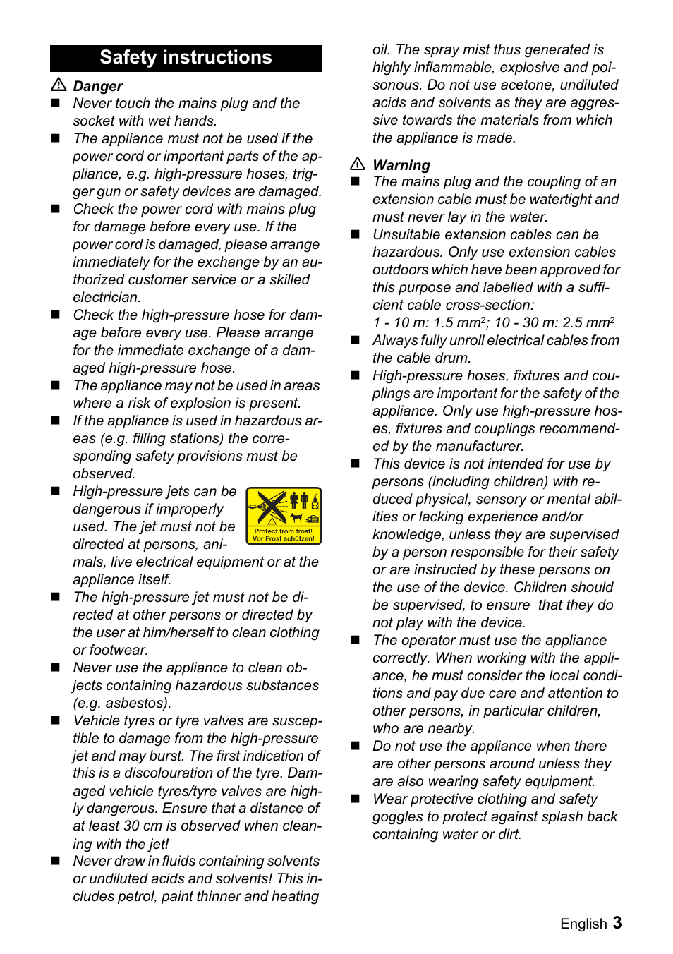 Safety instructions | Karcher K 6.85 M User Manual | Page 3 / 16