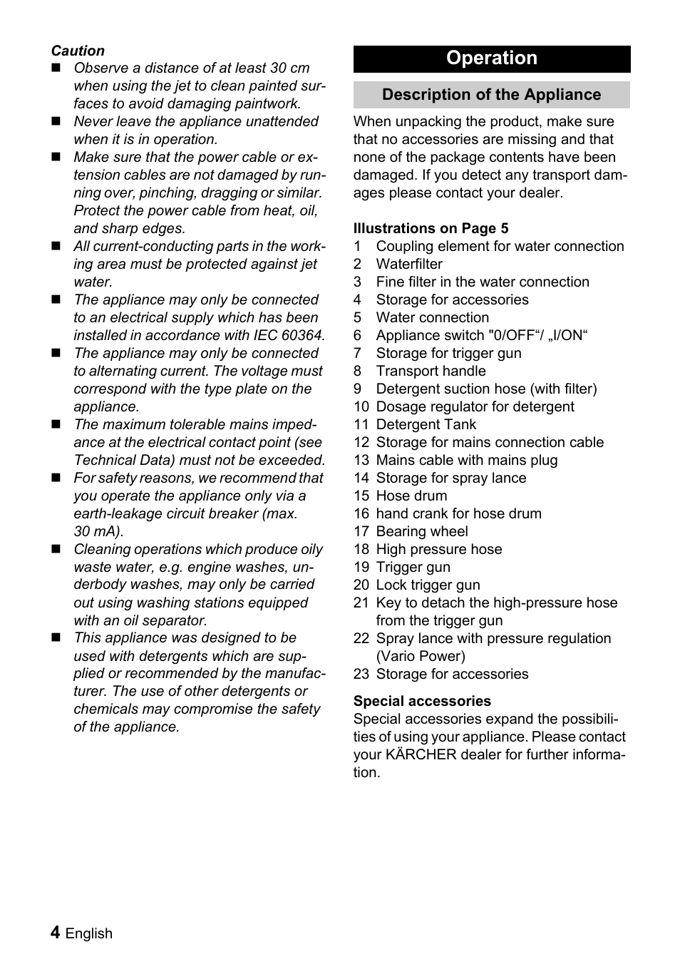 Operation | Karcher K 6.85 M User Manual | Page 4 / 16