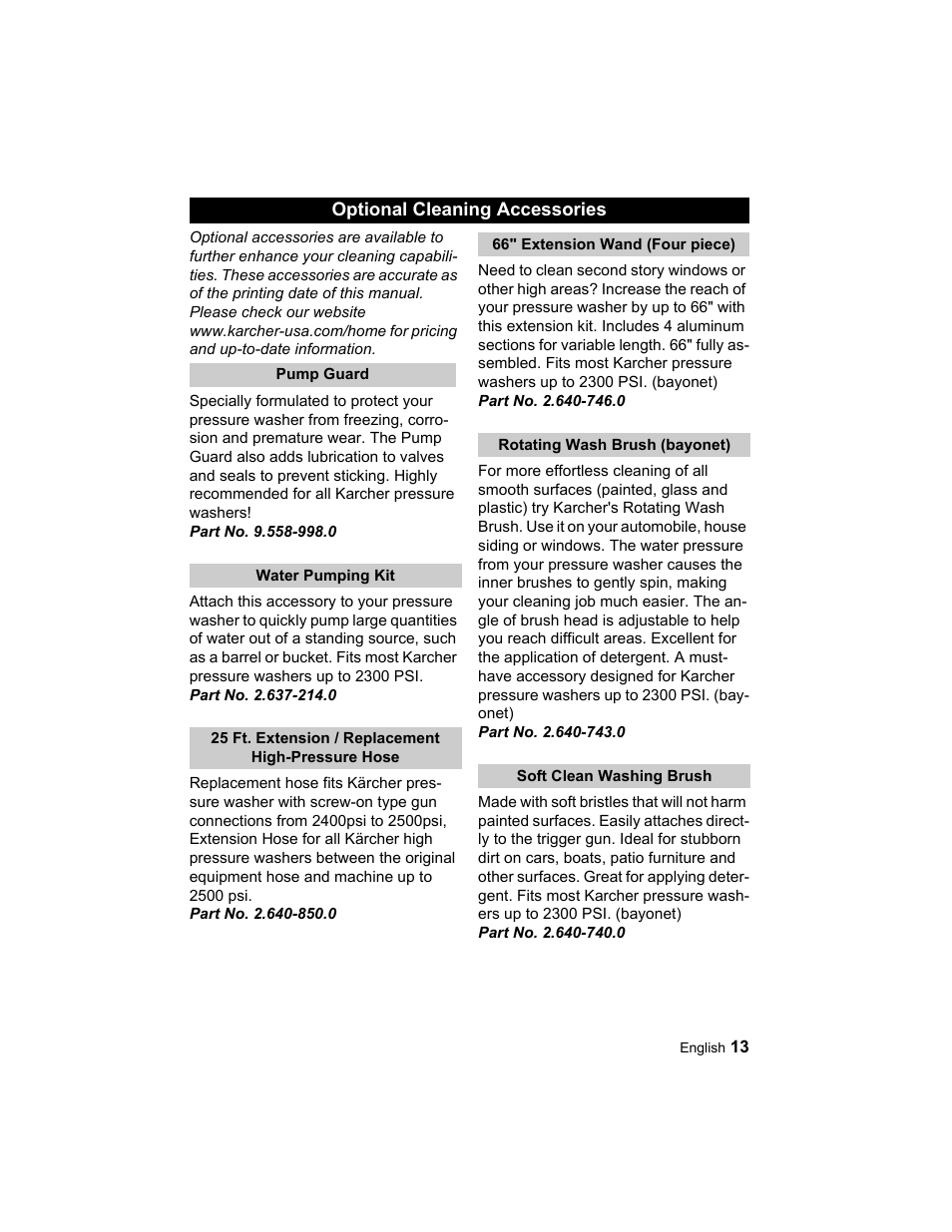 Karcher K 2.21 User Manual | Page 13 / 48