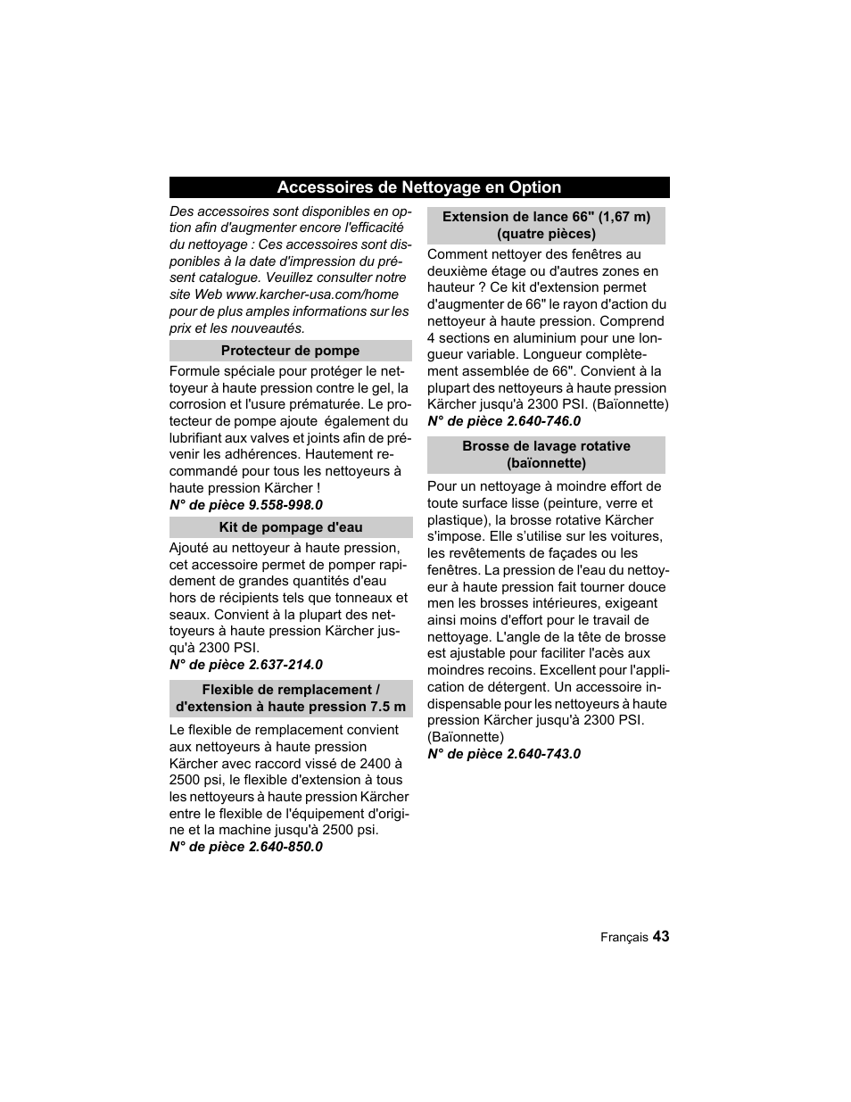 Karcher K 2.21 User Manual | Page 43 / 48